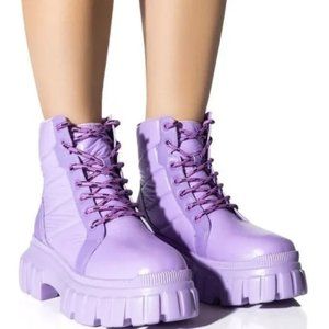 *Rare Find* Azalea Wang Mercedes Platform Boots Lavender Purple Lilac Size 9